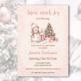 Invitación Chica de Navidades Snowman rosados Baby Shower