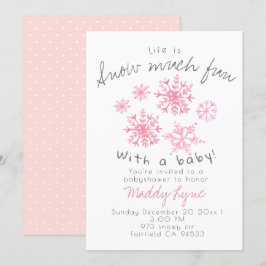 Invitación Chica de nieve rosa dulce fiesta de la ducha de be