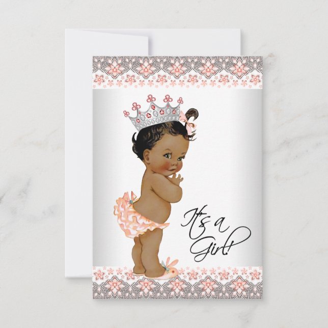 Invitación Chica de niña de etnia gris y pimera de cosecha vi (Anverso)