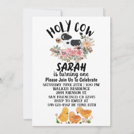 Invitación Chica De Niño De Vaca Sagrada Está Cumpliendo Un C
