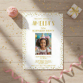 Invitación Chica de niños Purpurinas de Faux de oro