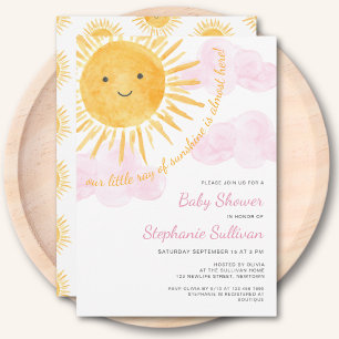 Invitación Chica de nubes Sunshine para Baby Shower