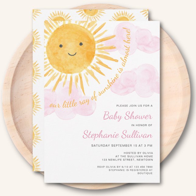 Invitación Chica de nubes Sunshine para Baby Shower (Subido por el creador)