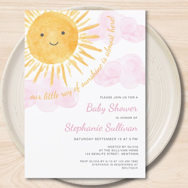 Invitación Chica de nubes Sunshine para Baby Shower (Subido por el creador)