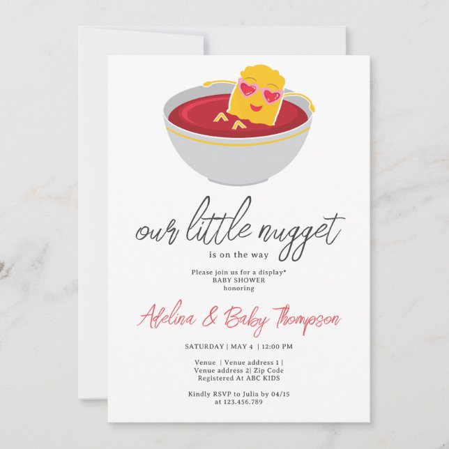Invitación Chica De Nugget De Pollo De Nugget De Pequeña Cuid (Anverso)