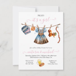 Invitación Chica de Oktoberfest Baby Shower Clothesline