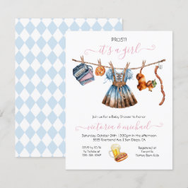 Invitación Chica de Oktoberfest Baby Shower Clothesline