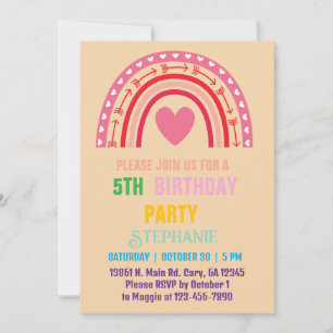Invitación Chica de oro del arcoiris personalizado Cumpleaños