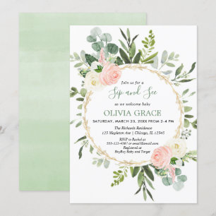 Invitación Chica de oro rosa de eucalipto sorber y ver