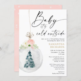 Invitación Chica de oro rosa Invierno Ducha virtual para bebé