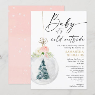 Invitación Chica de oro rosa Invierno Ducha virtual para bebé
