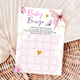 Invitación Chica de oro rosado de juego de bingo Baby Shower