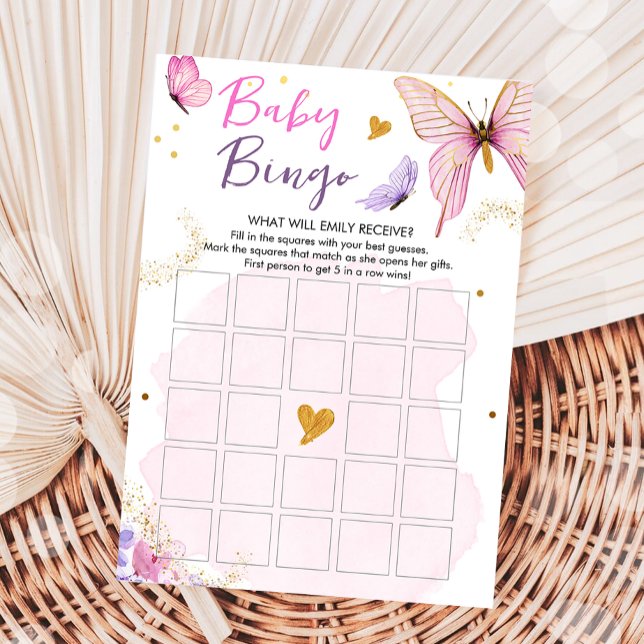 Invitación Chica de oro rosado de juego de bingo Baby Shower  (Subido por el creador)