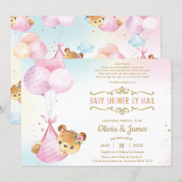 Invitación Chica de oso bebé lindo Baby Shower virtual por co