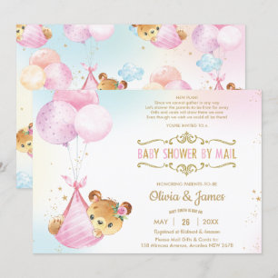Invitación Chica de oso bebé lindo Baby Shower virtual por co