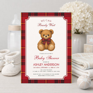 Invitación Chica de oso de peluche elegante Baby Shower Cuadr