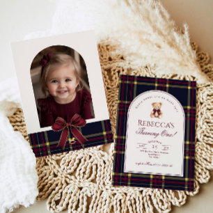 Invitación Chica de Oso de Teddy Primer Cumpleaños Pátrida Pr