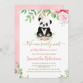 Invitación Chica de oso rosa de Rubor Watecolor Baby Shower F