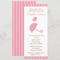 Chica de pájaro paraguas rosa Baby Shower