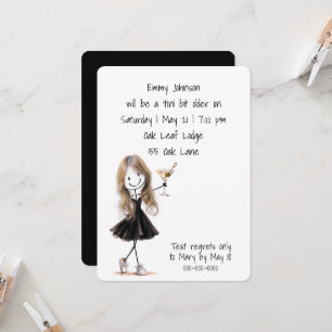 Invitación Chica de palitos para fiesta de cumpleaños con Mar