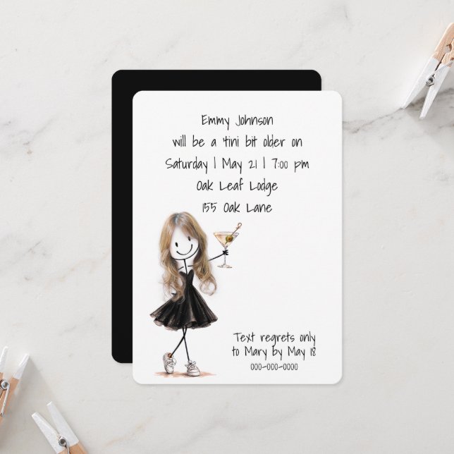 Invitación Chica de palitos para fiesta de cumpleaños con Mar (Anverso/Reverso In Situ)