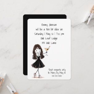 Invitación Chica de palitos para fiesta de cumpleaños con Mar