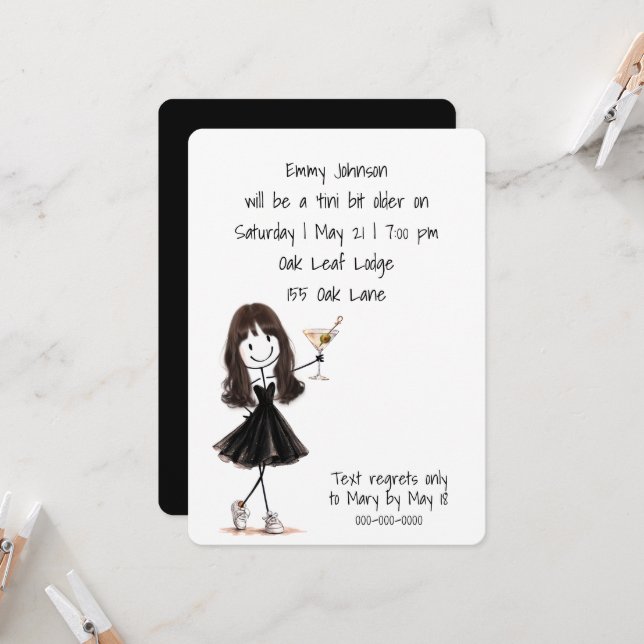 Invitación Chica de palitos para fiesta de cumpleaños con Mar (Anverso/Reverso In Situ)