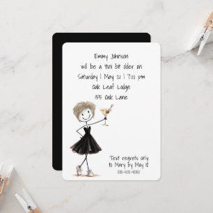 Invitación Chica de palitos para fiesta de cumpleaños con Mar