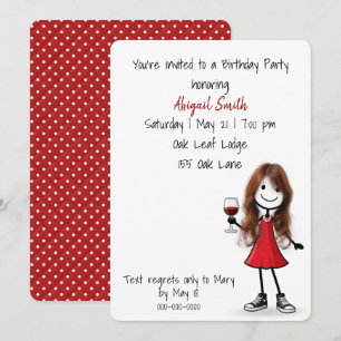 Invitación Chica de palitos para fiesta de cumpleaños con vin