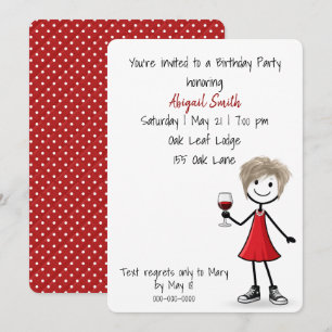Invitación Chica de palitos para fiesta de cumpleaños con vin