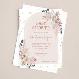 Invitación Chica de Pampas Grass Boho Baby Shower
