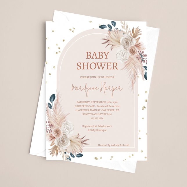Invitación Chica de Pampas Grass Boho Baby Shower (Subido por el creador)