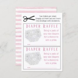 Invitación Chica de pañales de color gris rosa Diaper Raffle 
