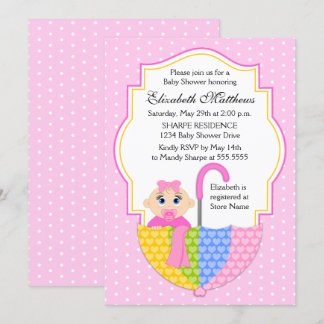Invitación Chica de paraguas Baby Shower