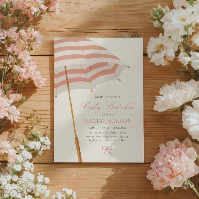 Invitación Chica de paraguas rosa y dorado Baby Sprinkle (Subido por el creador)