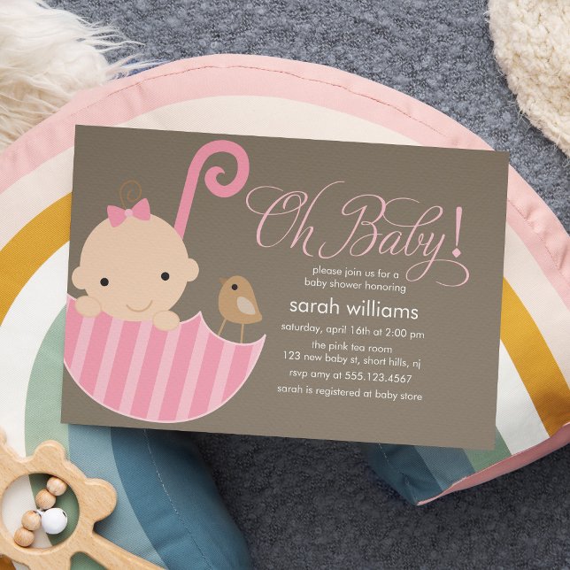 Invitación Chica de paraguas rosado Baby Shower (Subido por el creador)