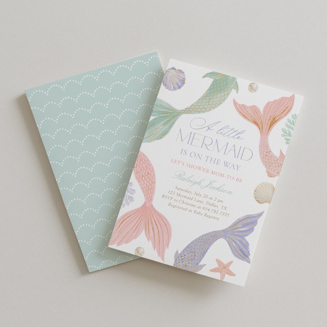 Invitación Chica de Pastel Cumpleaños de Sirena (Subido por el creador)
