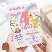 Chica de Pastel Cumpleaños Dinosaurio DinoFour Fie
