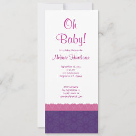 Invitación Chica de patrón morado y rosa Baby Shower V21