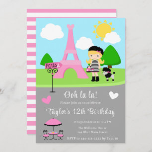 Invitación Chica de pelo rubio y caniche