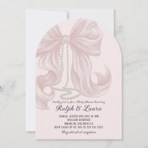 Invitación Chica de perla con lazo rosa Baby Shower