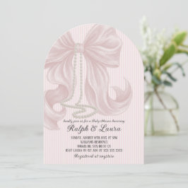 Invitación Chica de perla de lazo rosa Baby Shower