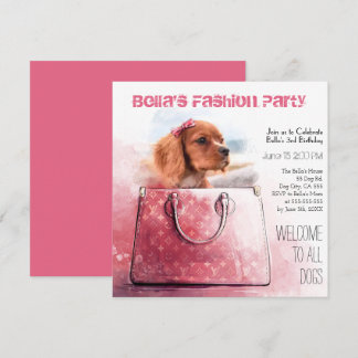 Invitación Chica de Perro Cachorro Cachorro Fiesta  Foto Masc