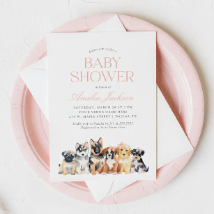 Invitación Chica de perro de cachorro Baby Shower