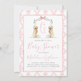 Invitación Chica de perro rosa Baby Shower Preppy Southern
