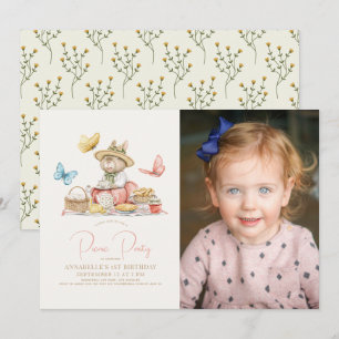 Invitación Chica de Picnic Bunny & Butterflies Primera foto d