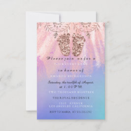 Invitación Chica de pies Baby Shower niño Rosa real piel Purp