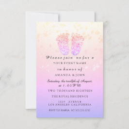 Invitación Chica de pies Baby Shower Pink Royal Girly Ombre R