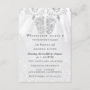 Invitación Chica de pies Baby Shower Silver GRay Royal Boy