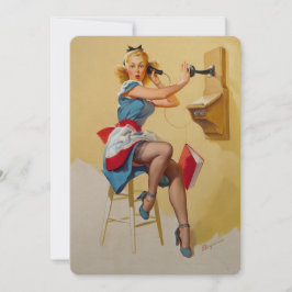 Invitación Chica de pinza de teléfono de Elvgren Vintage Retr